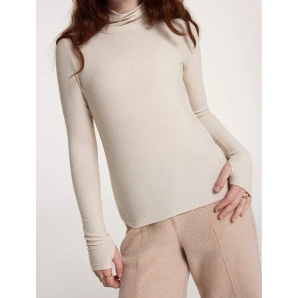 NWT CALIA Women's LustraLux Performance Turtleneck XL Base Layer Cream LS Top